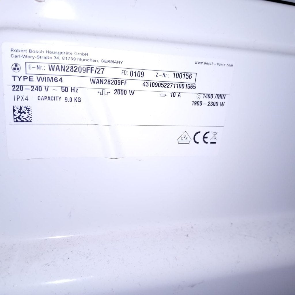 Wasmachine BOSCH WAN28209FF, Ophalen, 1200 tot 1600 toeren, Minder dan 85 cm, 8 tot 10 kg