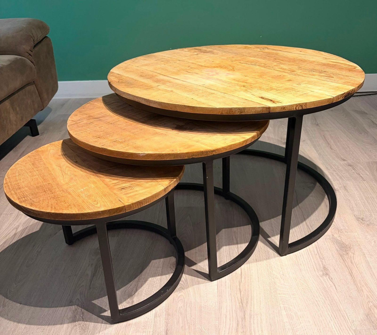 3 Salontafels, Huis en Inrichting, Tafels | Salontafels, Ophalen, Rond, Overige houtsoorten