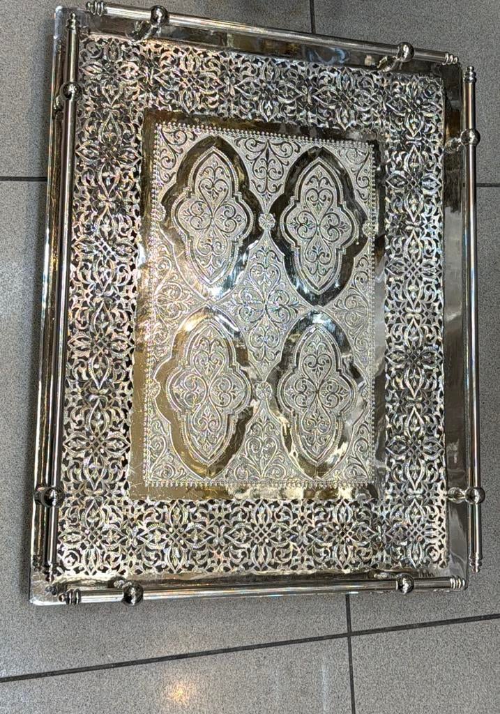 Zeer mooi handgemaakt verzilverd koperen dienblad, Ophalen of Verzenden, Nieuw
