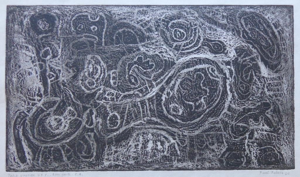 PAUL PEETERS / PETIT VOYAGE n 1 / ZW-W ETS / 27x41cm / SIG, Antiek en Kunst, Kunst | Litho's en Zeefdrukken, Gesigneerd, Ophalen of Verzenden