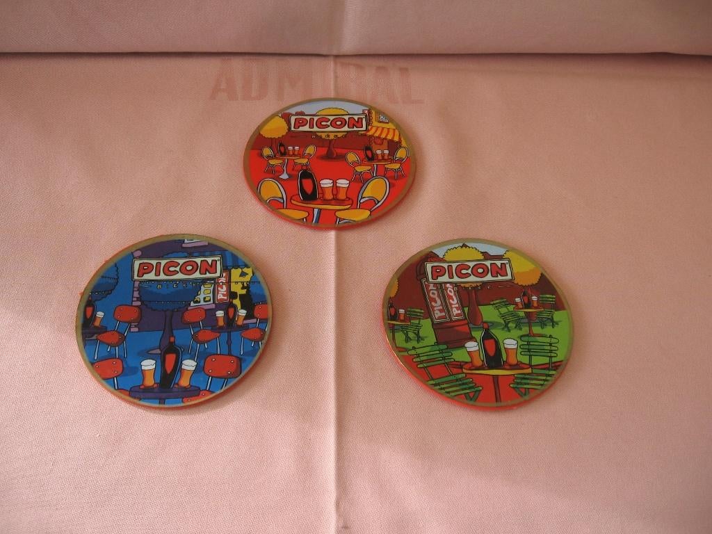 Sous-verres Picon, ronds, type de plastique souple, 3 pièces, Collections, Enlèvement ou Envoi, Comme neuf, Ustensile