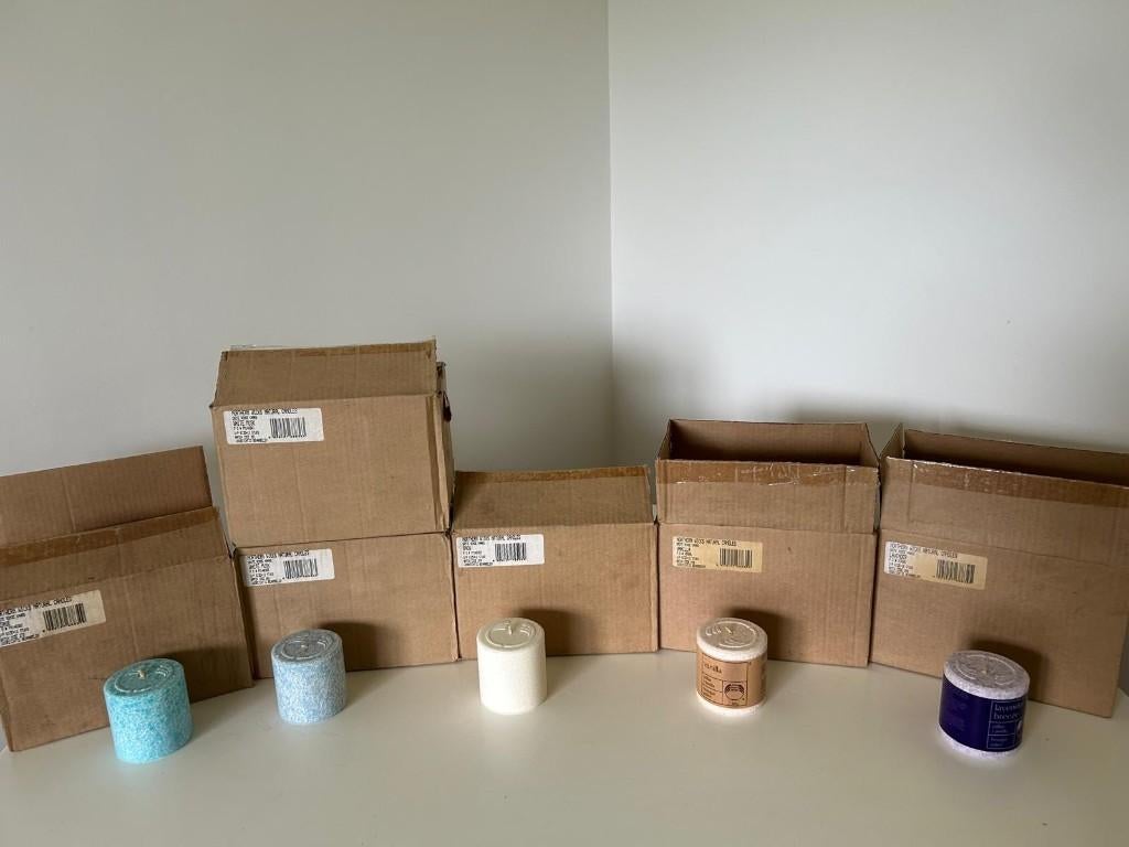 Geurkaars lavender oceans white musk vanilla snow cranberry, Ophalen, Nieuw, Kaars, Minder dan 25 cm