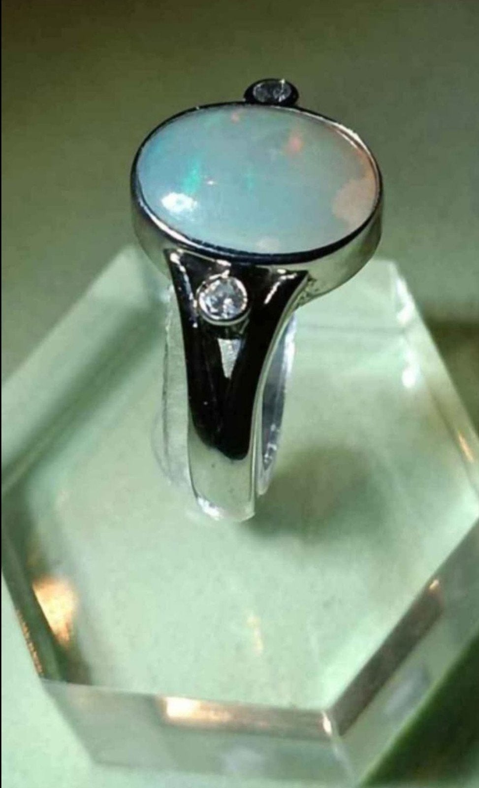 Sterling zilveren ring met Australische Andamooka opaal, Handtassen en Accessoires, Ringen, Ophalen, Nieuw, Met edelsteen, Dame