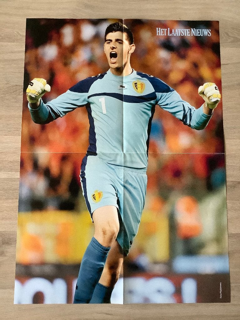 Grote poster Thibault Courtois bij Rode Duivels., Verzamelen, Ophalen of Verzenden, Zo goed als nieuw, Poster, Plaatje of Sticker
