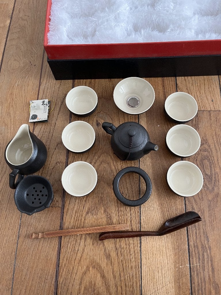 Chinees theeservies + theeblad, Huis en Inrichting, Ophalen, Nieuw, Aziatisch, Compleet servies