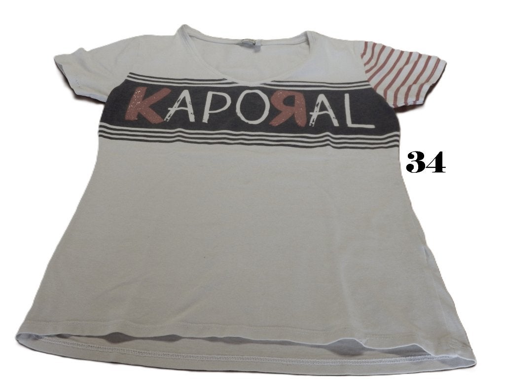 (81)- tee shirt femme t.XS blanc - kaporal -, Kleding | Dames, T-shirts, Kaporal, Wit, Ophalen of Verzenden, Zo goed als nieuw