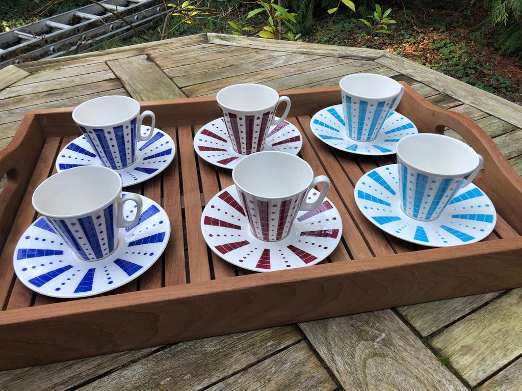 Set van 6 koffietassen met ondertas van Boch - zeldzaam!, Ophalen