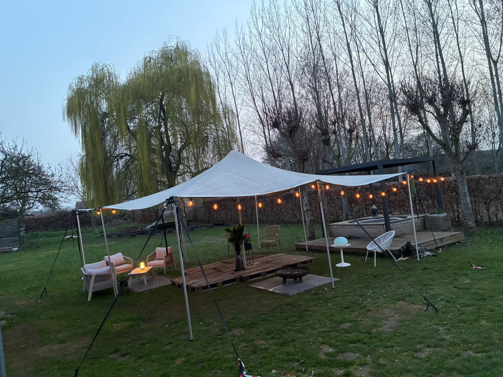 Stretchtent 6,5x6,5m te huur incl. op- en afbraak, Verzenden, Zo goed als nieuw