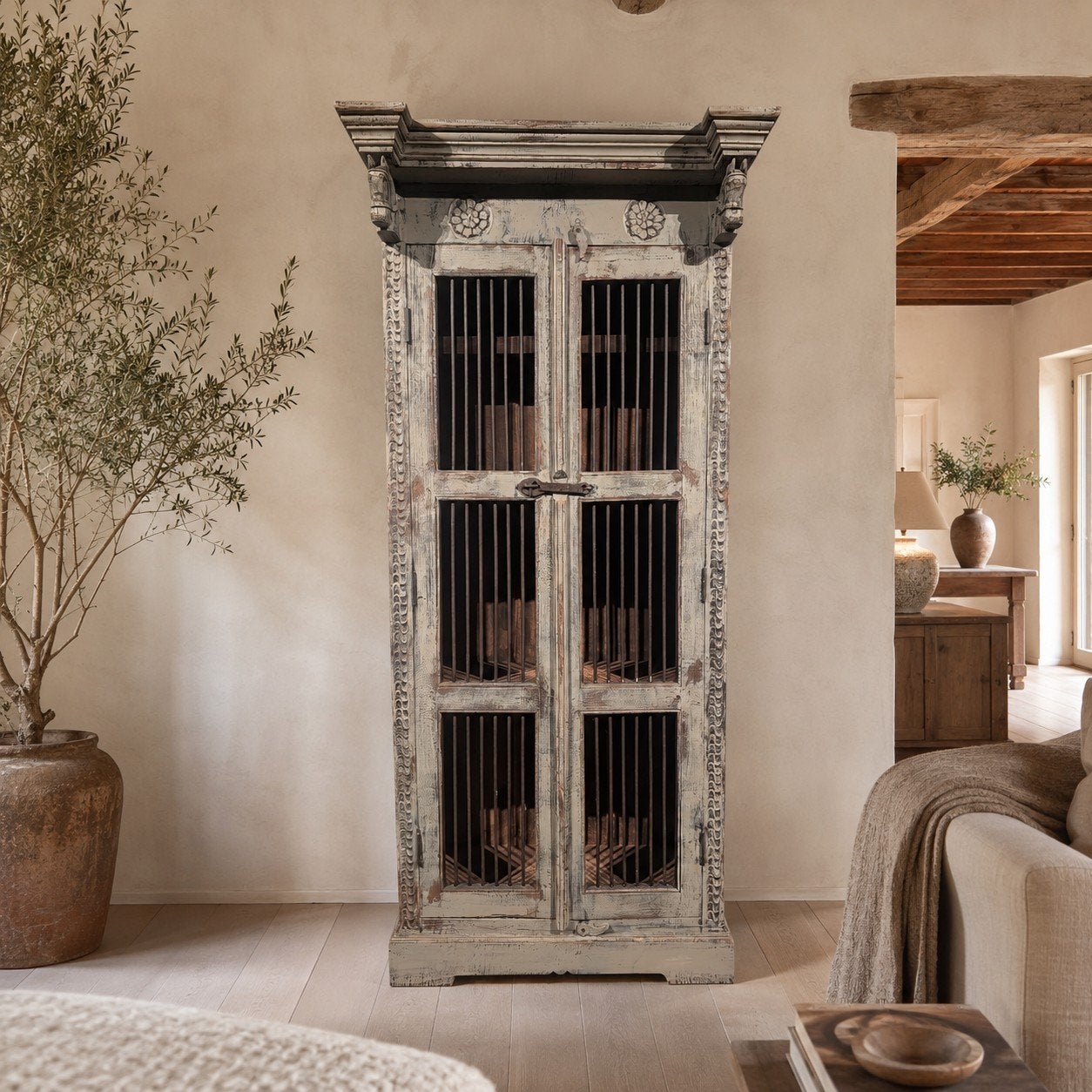 Armoire à buffet, vitrine, armoire à pharmacie en teck Grutt, Enlèvement ou Envoi, Teck, Landelijk vintage industrieel brocante Ibizastyle Bohemian