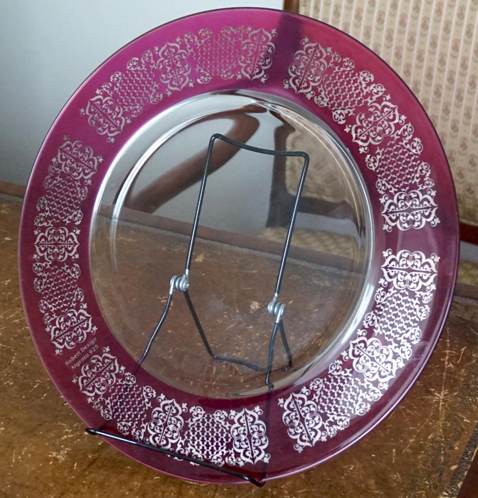 Superbe Assiette en Cristal, Motifs en Argent Massif, Antiquités & Art, Enlèvement ou Envoi