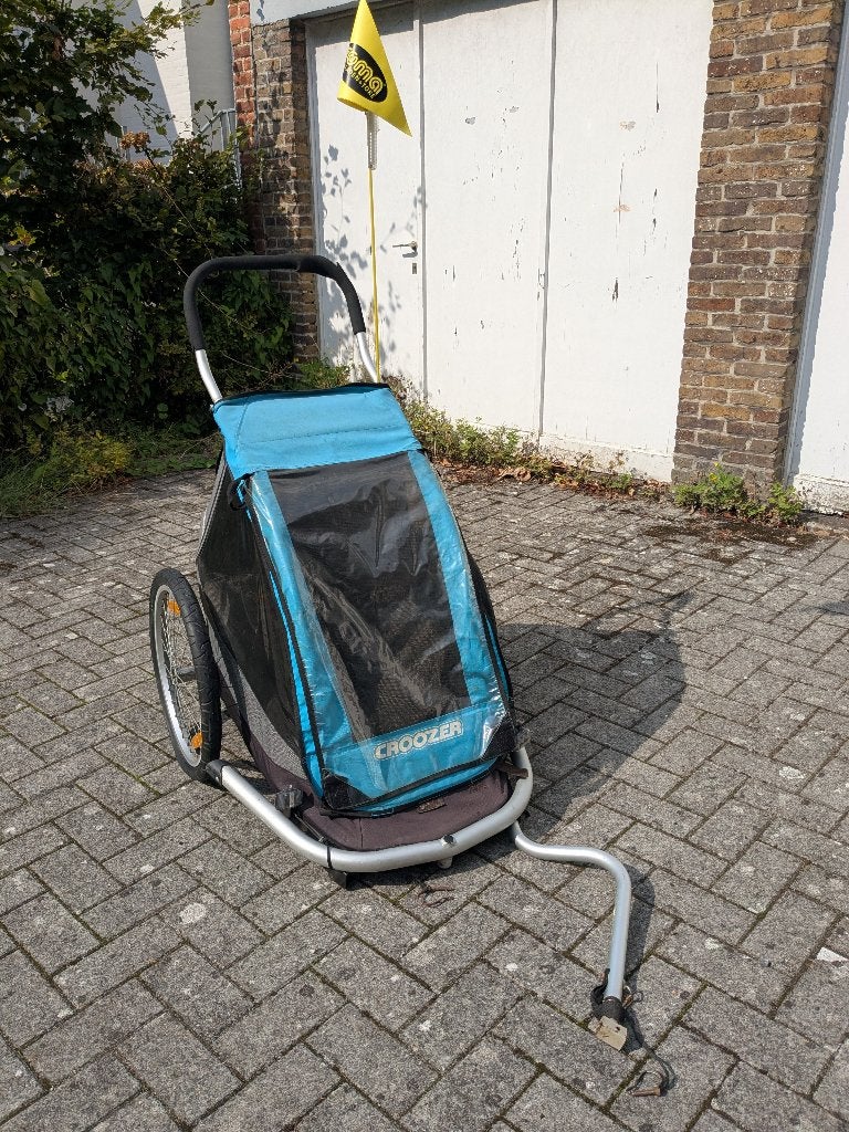 Croozer Kid for 1 fietskar (of loopkar) eventueel + babyset, Enlèvement, Utilisé, Suspension, Remorque pour enfant