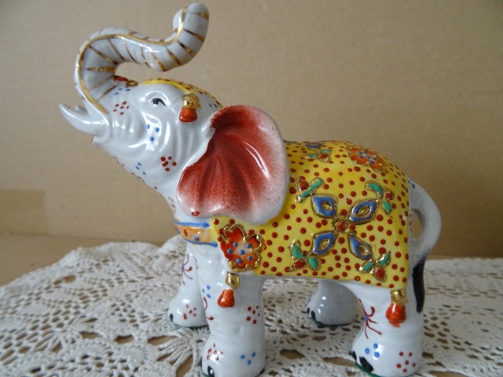 Verguld beeld olifant Rajasthani olifant India vintage13cm, Ophalen of Verzenden