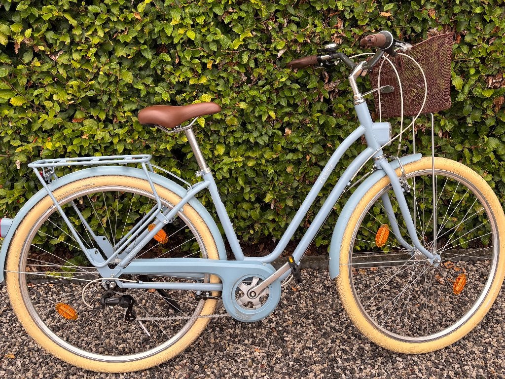 Stadsfiets decathlon Elops jeansblauw s/m, Velgrem, (Extra) lage instap, Zo goed als nieuw, Ophalen