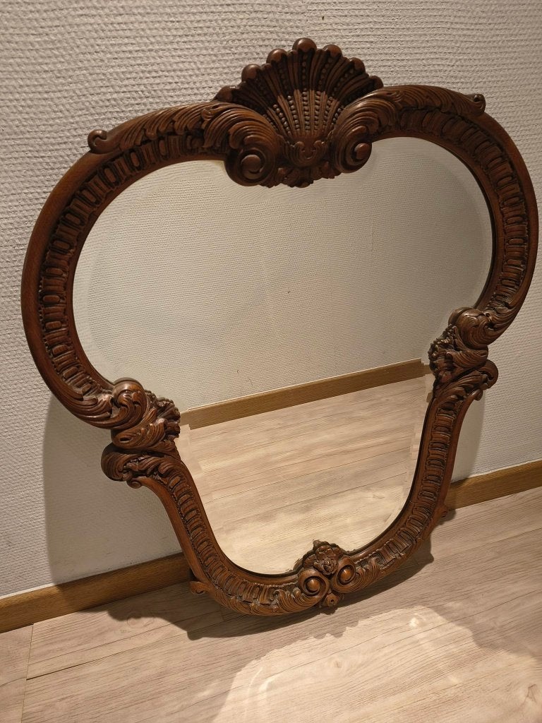 Vintage spiegel in houten lijst, Enlèvement, Ovale, 50 à 100 cm, Moins de 100 cm