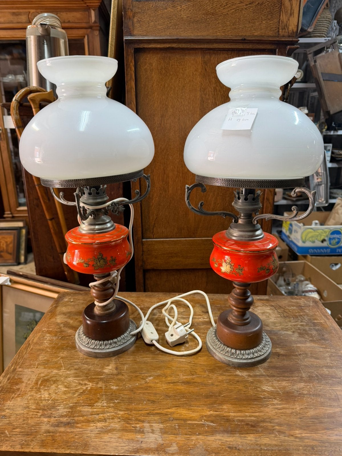 Set van 2 retro vintage tafel lampen in perfecte staat, Ophalen of Verzenden
