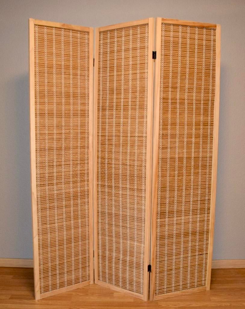 Houten/bamboe Kamerscherm 3 Panelen – 178 cm – Naturel, Enlèvement