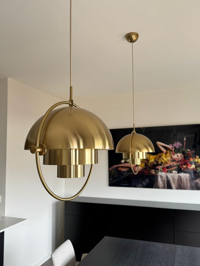 2 x Gubi Multi-Lite hanglampen in messing, Ophalen, Zo goed als nieuw