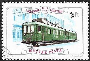 1 Postzegel Hongarije 1976 Spoorlijn Györ-Sopron, Postzegels en Munten, Postzegels | Europa | Hongarije, Gestempeld, Ophalen of Verzenden