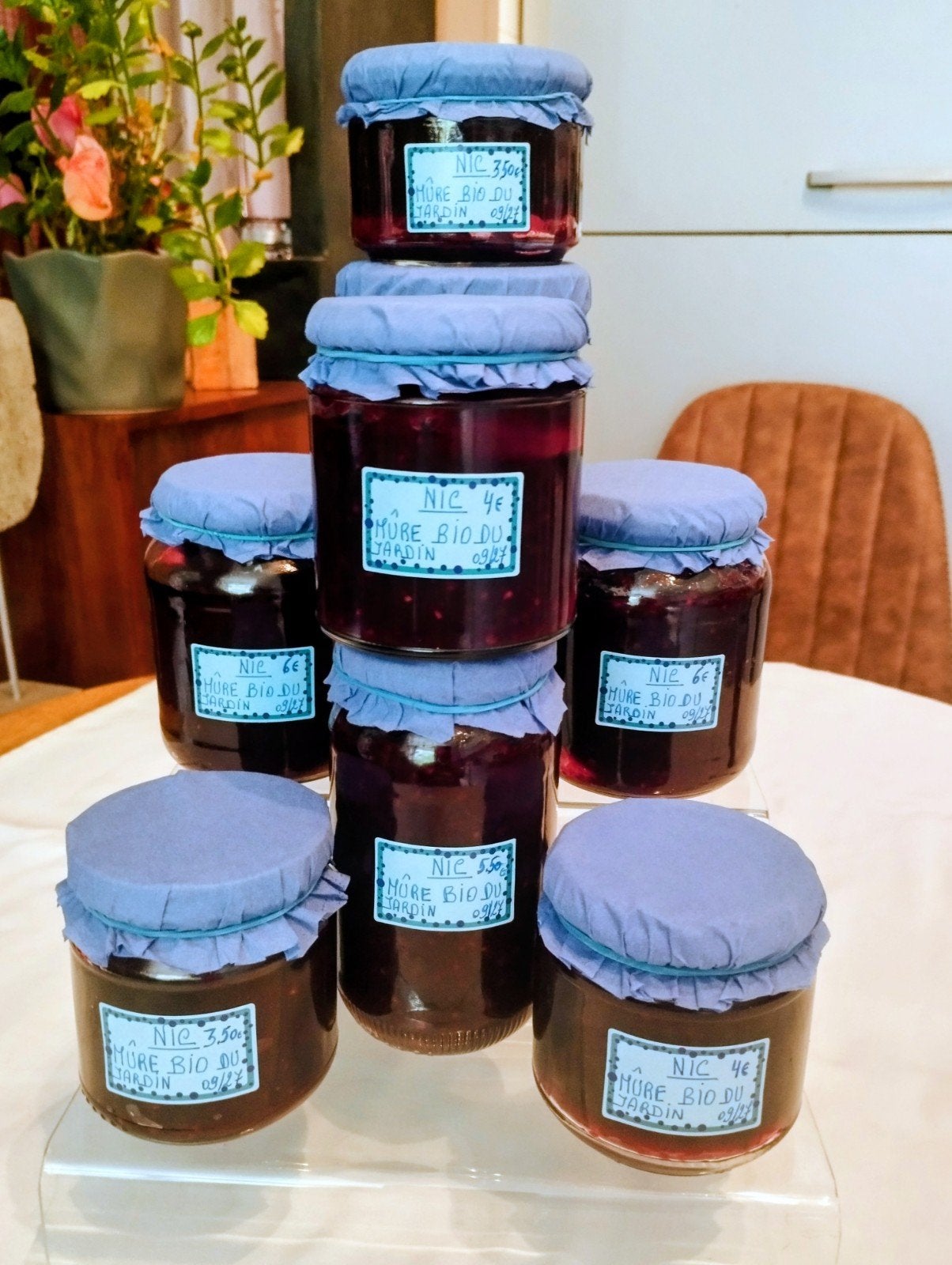 Confiture MAISON ARTISANALE à la MÛRE BIO DU JARDIN, Enlèvement
