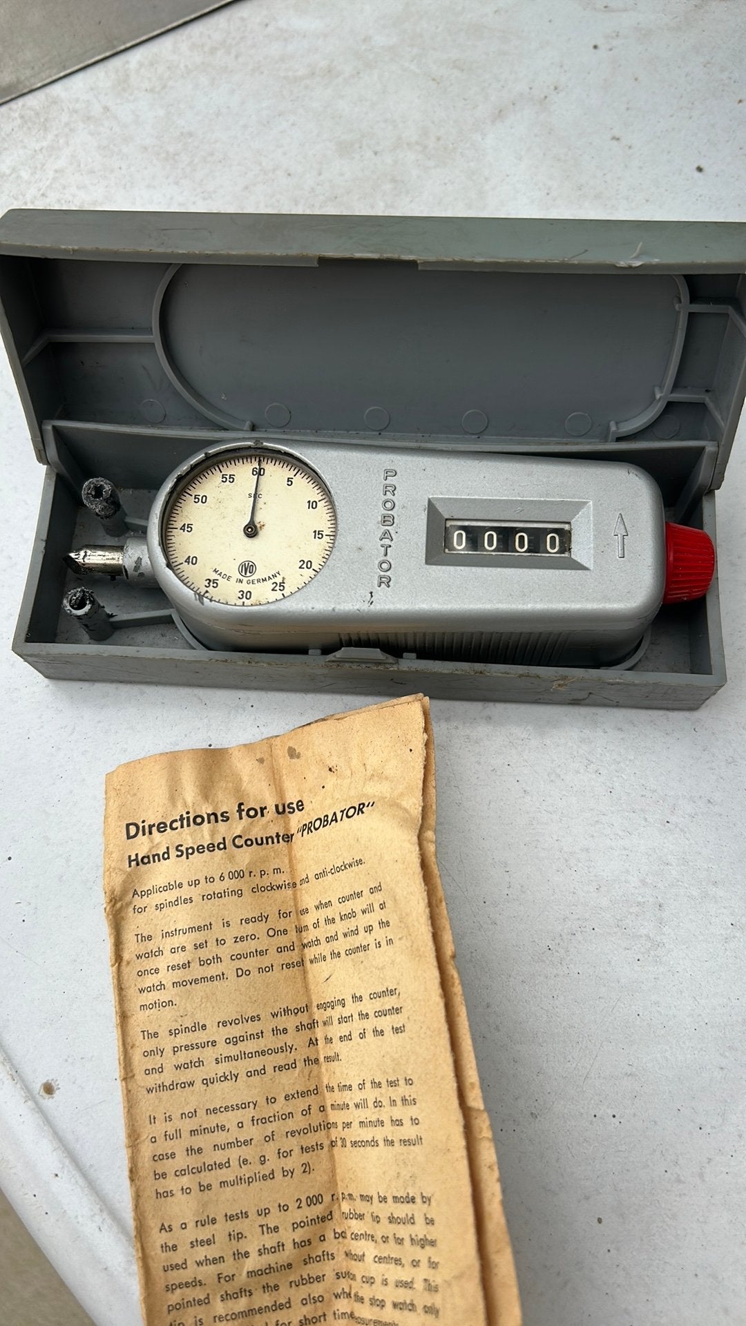 Vintage Probator Tachometer RPM measuring tool, Ophalen of Verzenden, Overige typen