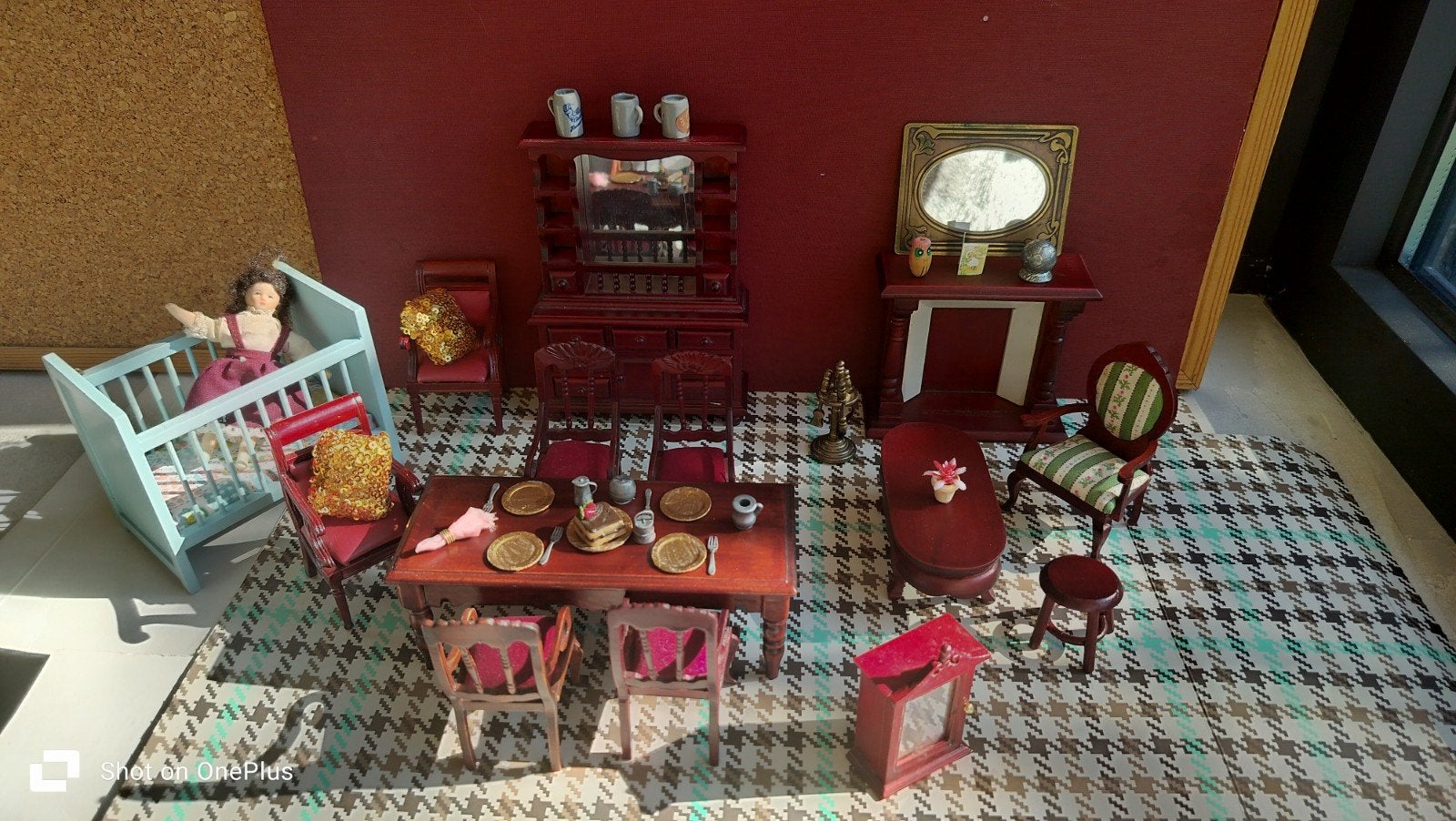 Poppenhuis houten mahonie meubeltjes, Collections, Enlèvement ou Envoi, Maison de poupées