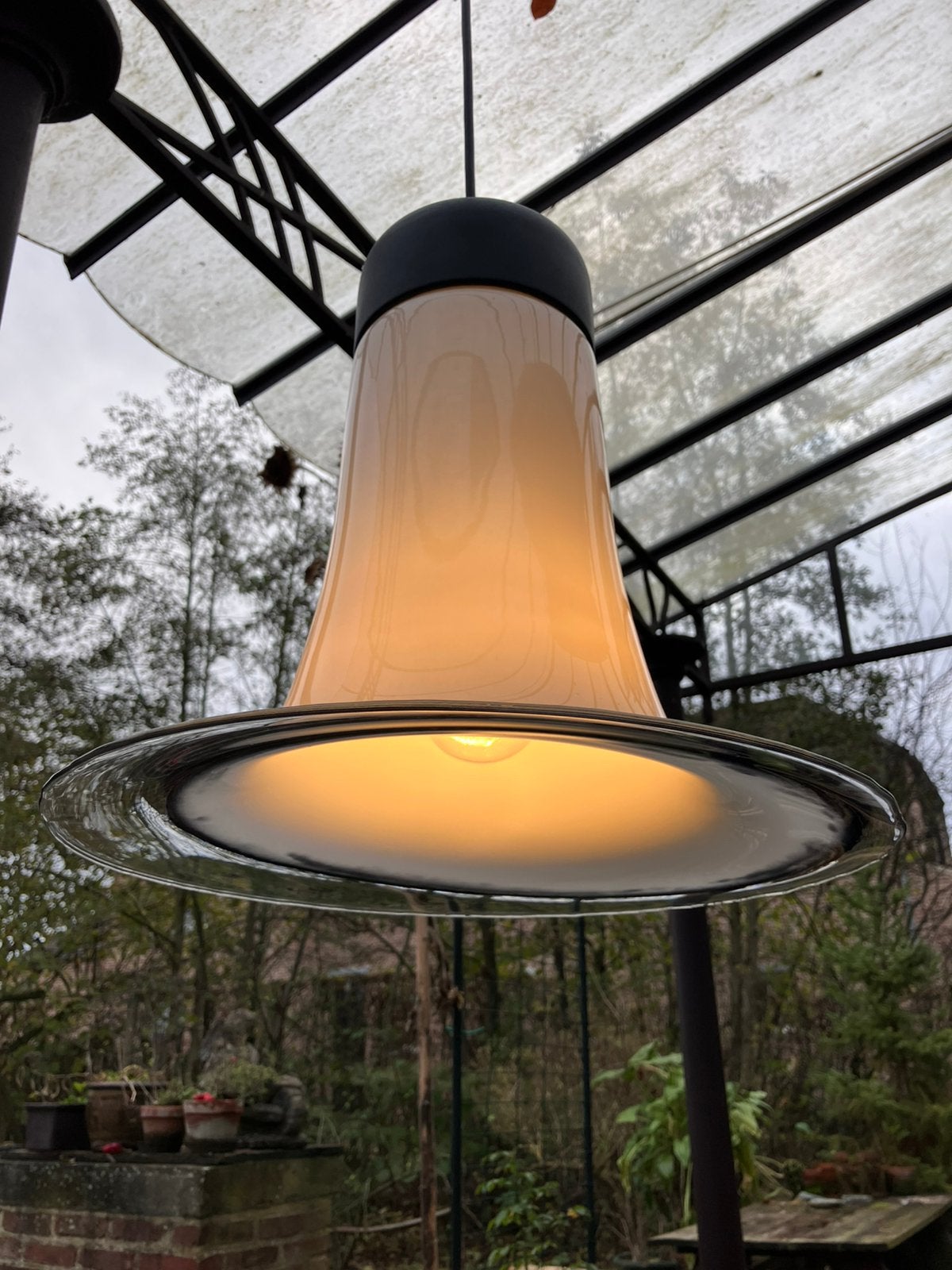Vintage hanglamp Peill & Putzler, Ophalen, Zo goed als nieuw, Glas