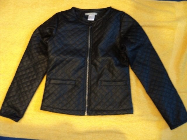 une veste noire en simili taille 12 ans, Kinderen en Baby's, Kinderkleding | Maat 152, Ophalen of Verzenden