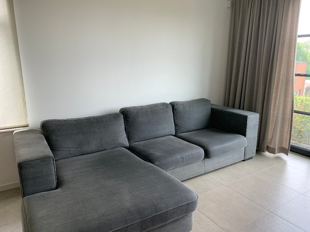 mooie grijze zetel met chaise longue, Ophalen, Gebruikt, 150 tot 200 cm, Driepersoons