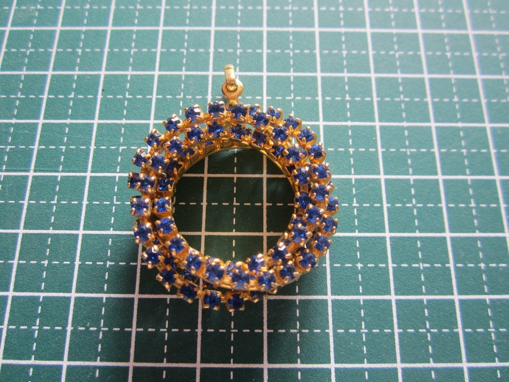 Joli pendentif bleu et doré, Enlèvement ou Envoi, Bleu