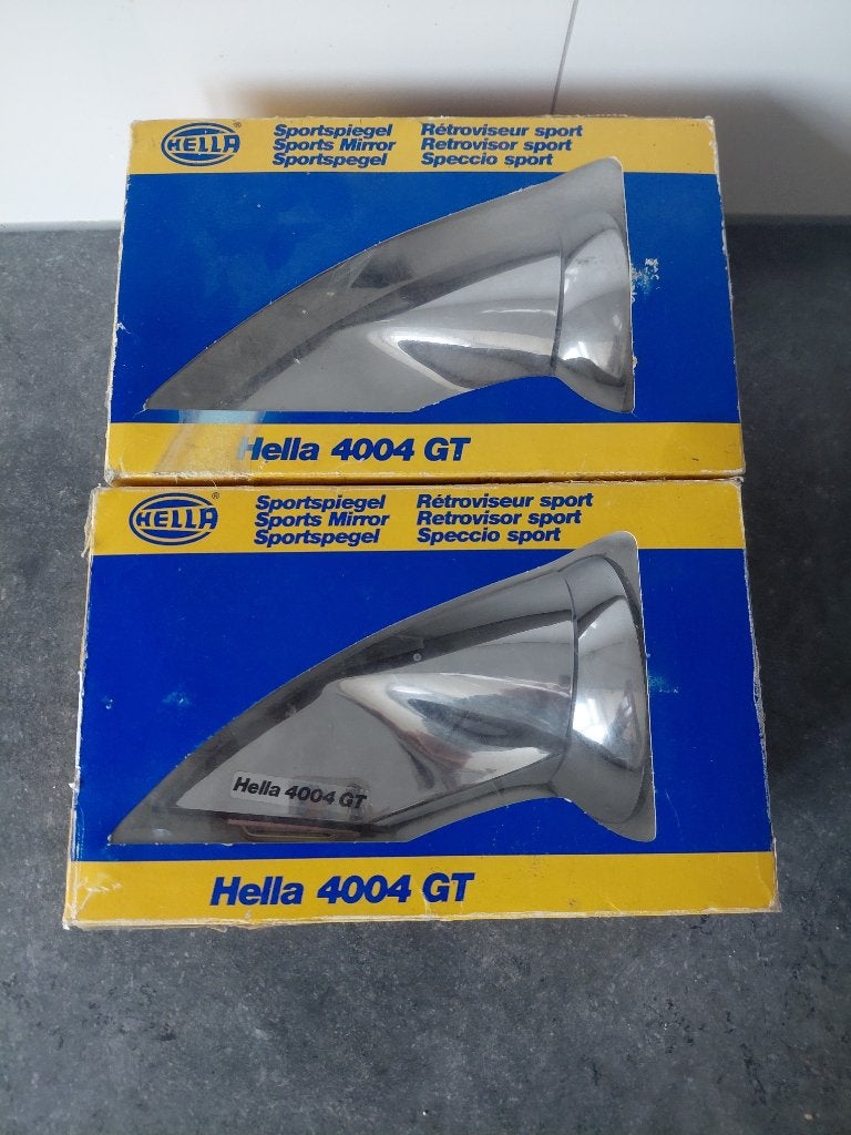 NOS Set Hella 4004 GT Sportspiegels Chroom Opel BMW VW Fiat, Verzenden, Overige automerken