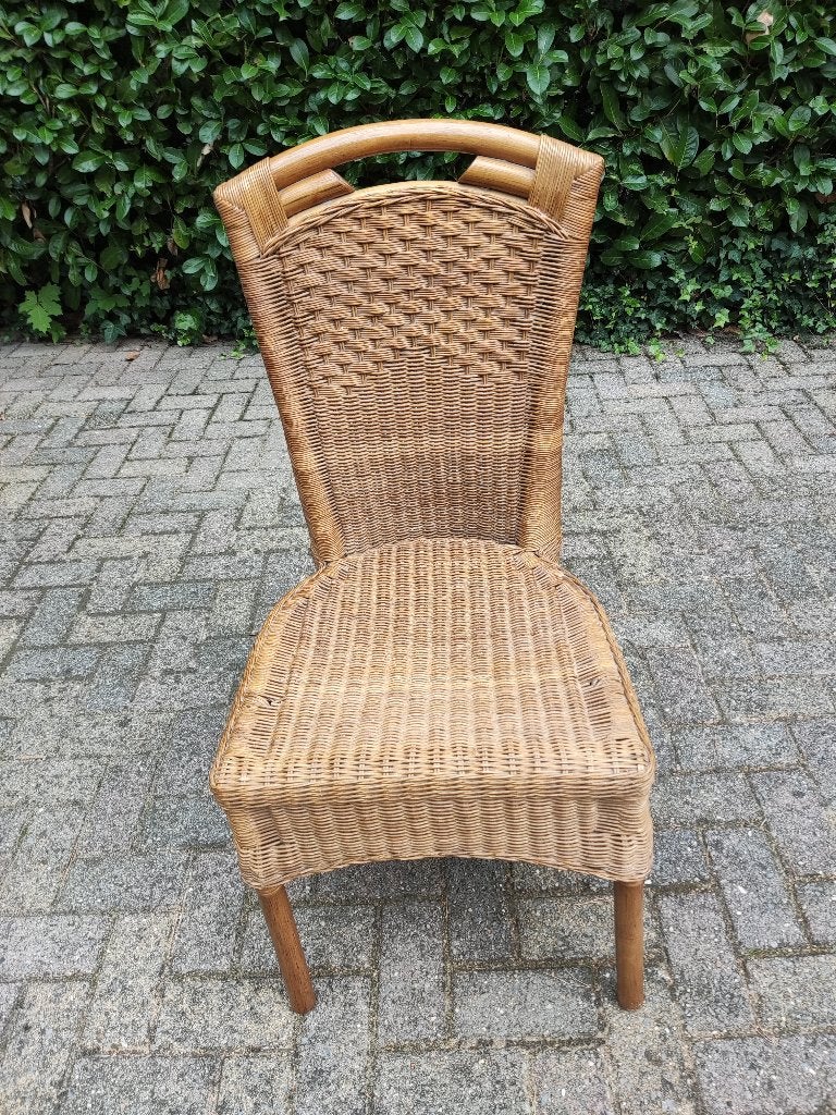 6 chaise rotan, Maison & Meubles, Osier ou Rotin, Brun, Enlèvement, Rotin