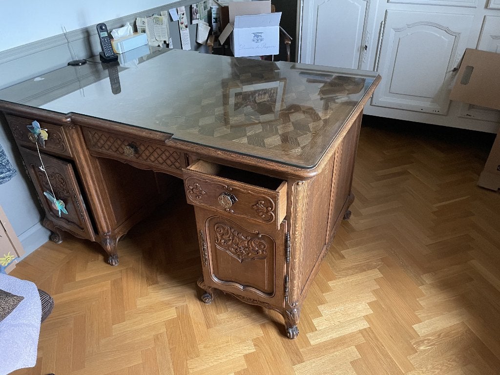 Massief eiken bureau, 90 cm, Comme neuf, Enlèvement, Bureau-armoire combiné