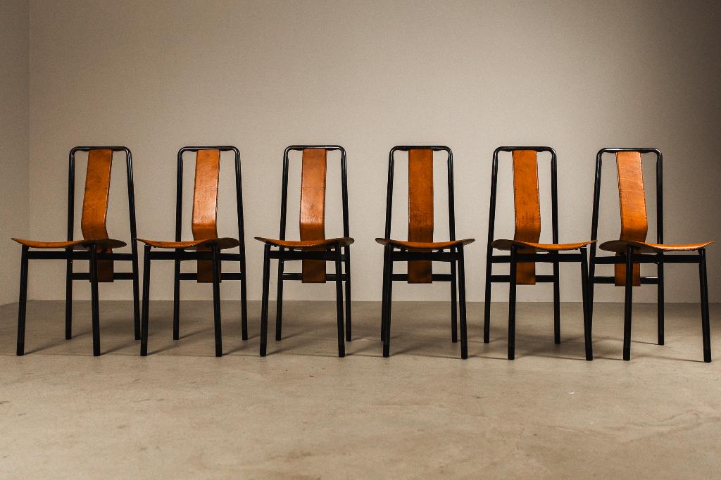 Six chaises de salle à manger par Achille Castiglioni, Maison & Meubles, Chaises, Utilisé, Noir, Enlèvement