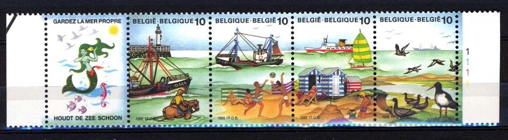 BELGIUM OBP 2273B** MNH bande de 4 avec vignette, Envoi, Non oblitéré