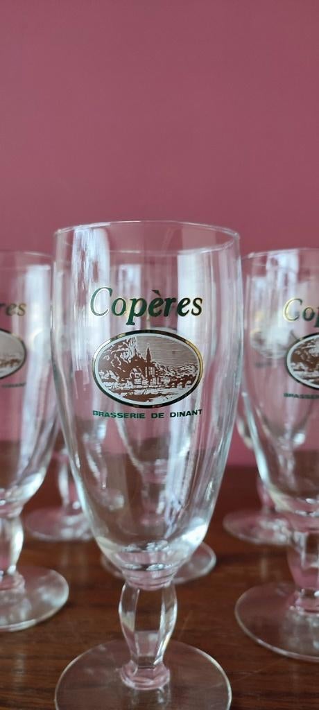 5 glazen Brasserie Copères (Dinant), Ophalen, Zo goed als nieuw, Bierglas
