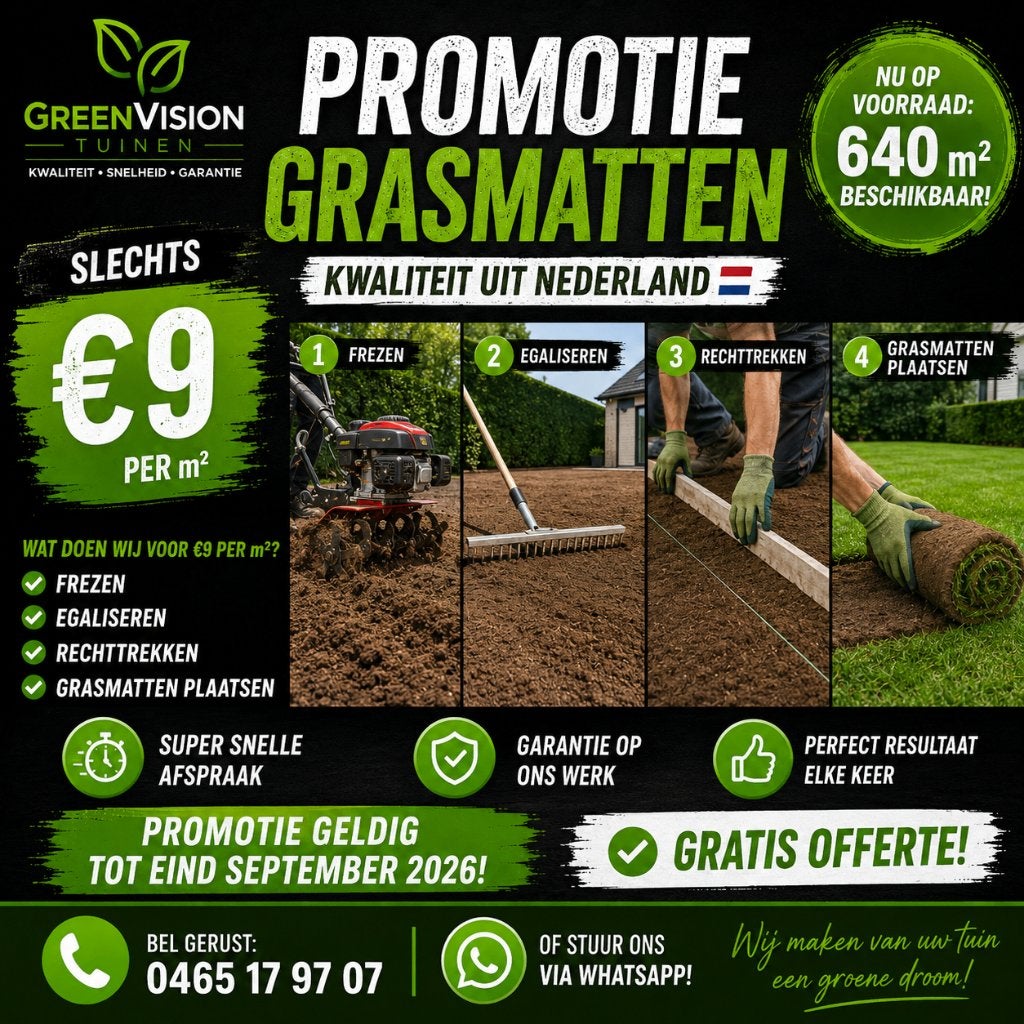 omheiningen, Tuin en Terras, Ophalen, Nieuw, 20 m² of meer, Gras