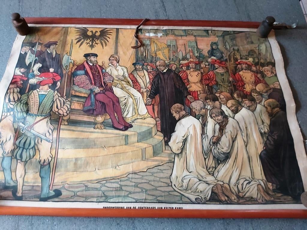Karel Keizer Middeleeuwen Vlaanderen Gent Strop Markt 1500, Antiquités & Art, Antiquités | Cartes scolaires, Envoi, Histoire