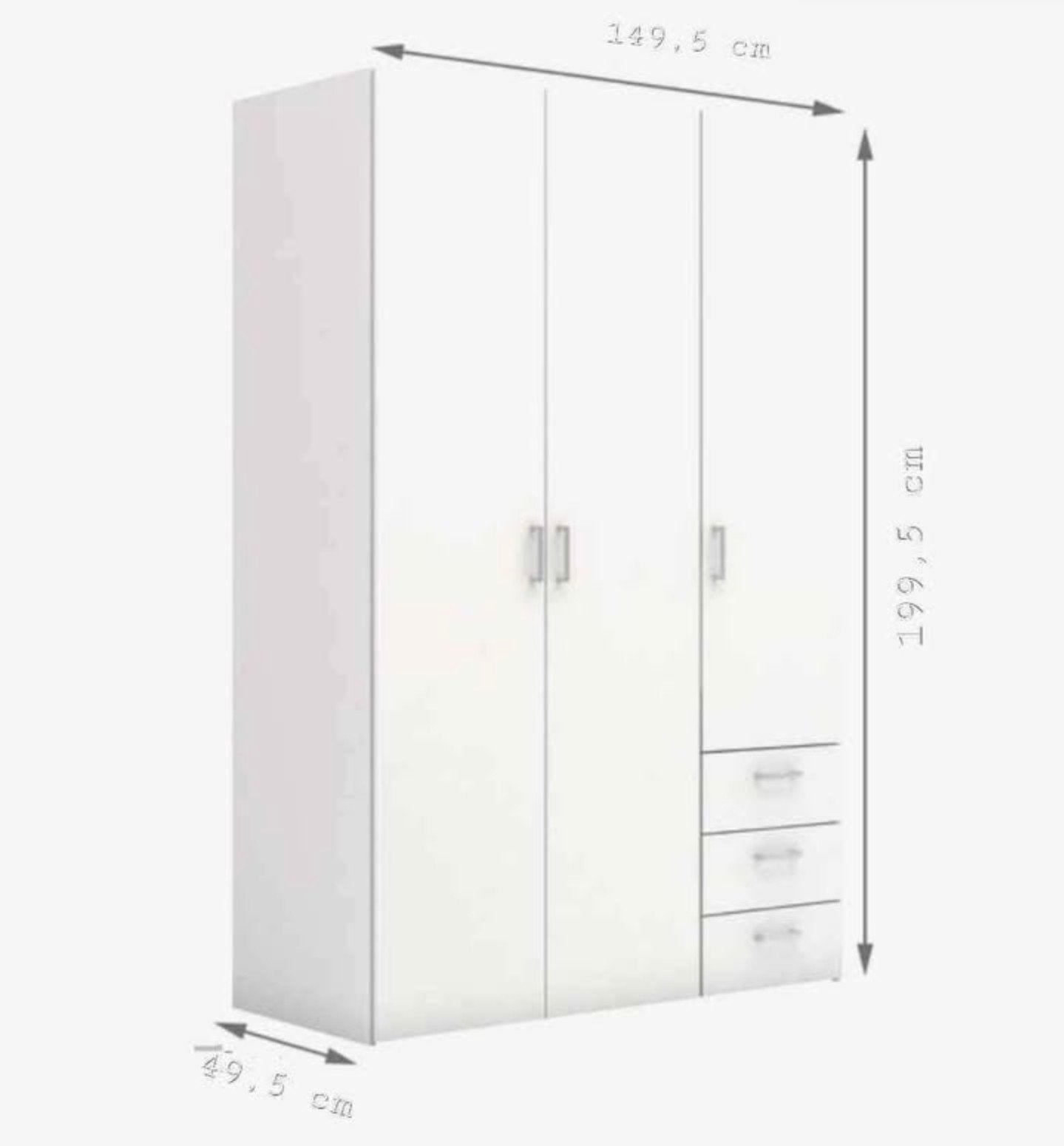 Armoire blanche trois portes trois tiroirs, Maison & Meubles, Enlèvement, Utilisé
