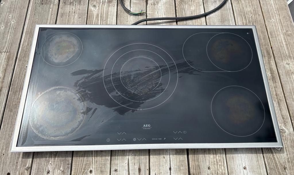 Elektrische kookplaat AEG 5 platen, Ophalen, Zo goed als nieuw, Inbouw, Elektrisch