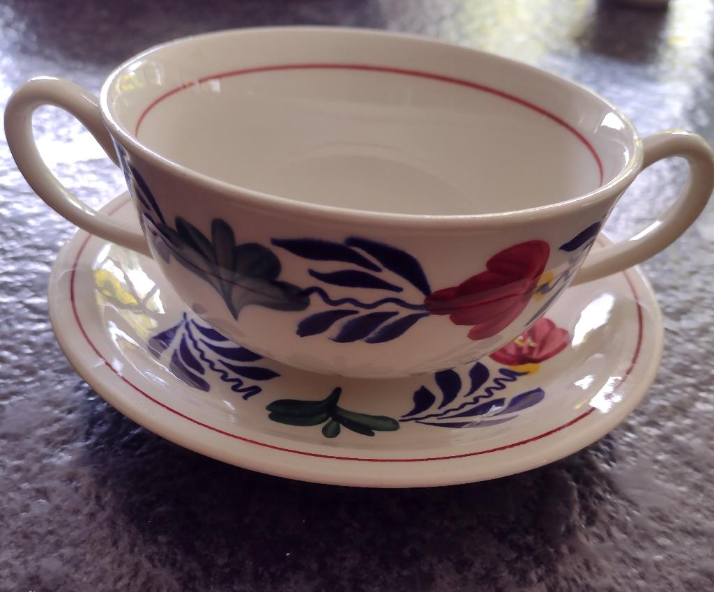 Bol à soupe Vintage Boch Boerenbont Sphinx avec assiette, Enlèvement