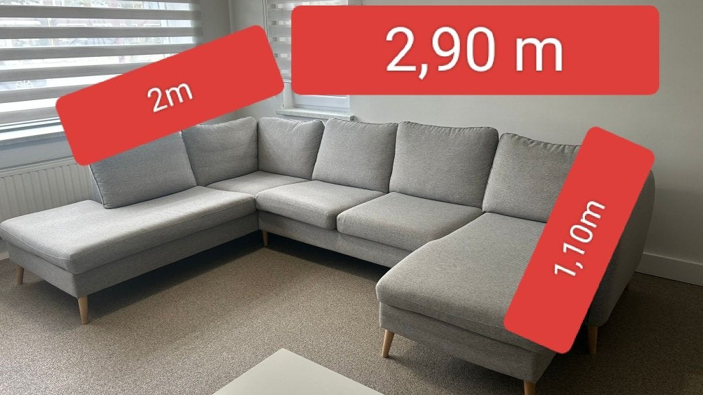 Zetel, licht grijs,U vorm, Huis en Inrichting, Zetels | Zetels, Ophalen, Gebruikt, Hoekbank, 75 tot 100 cm