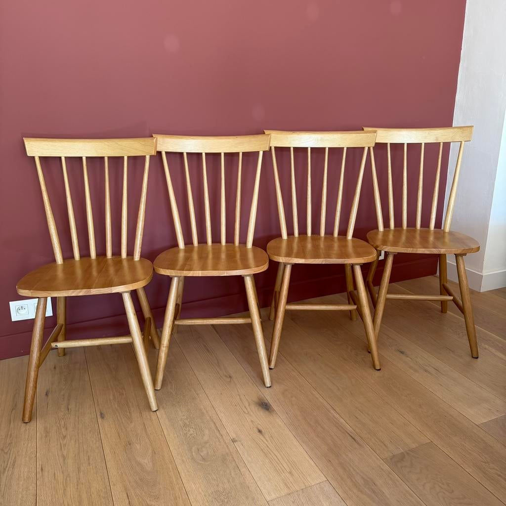 Spijlenstoelen hout, Huis en Inrichting, Ophalen, Gebruikt, Bruin, Hout