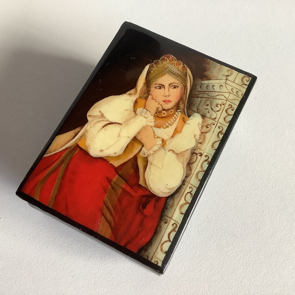 Vintage Russisch Fedoskino lakwerkdoosje, Ophalen of Verzenden