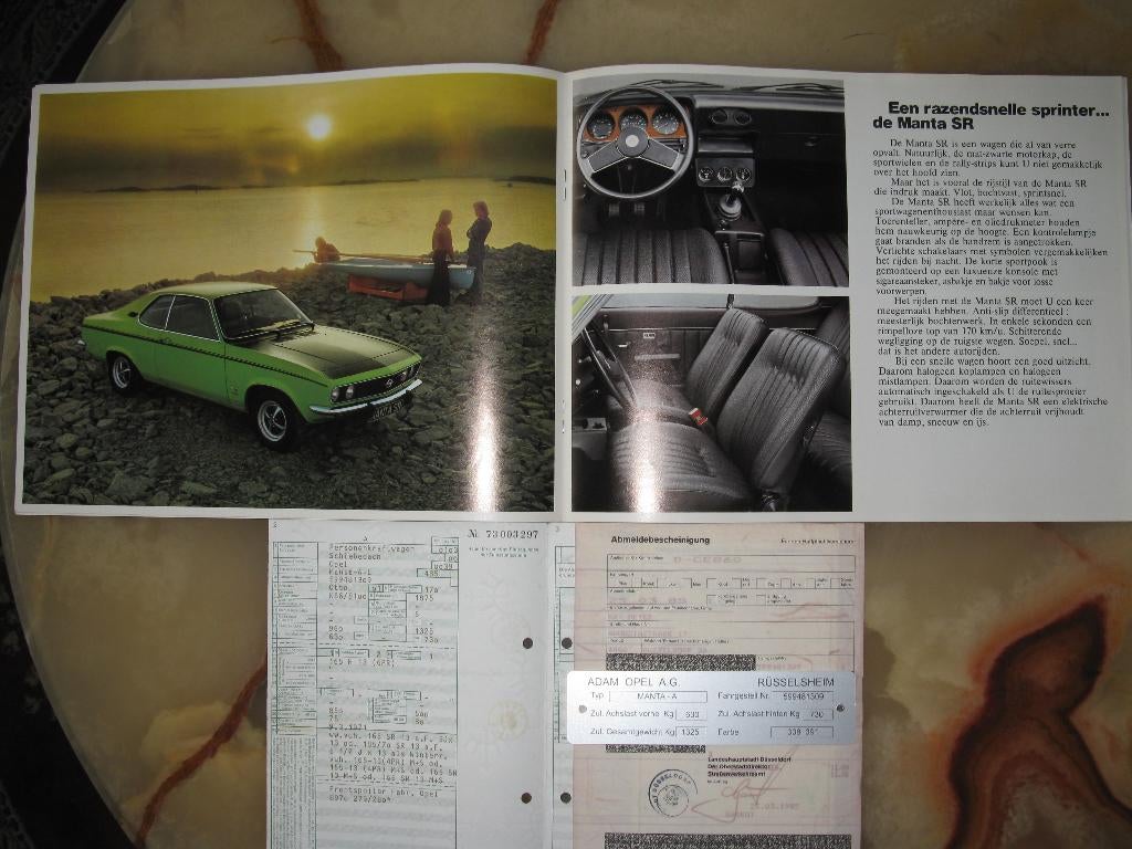 Opel Manta A 1.9 SR 1971 , folder en documenten, Ophalen of Verzenden, Gelezen, Opel