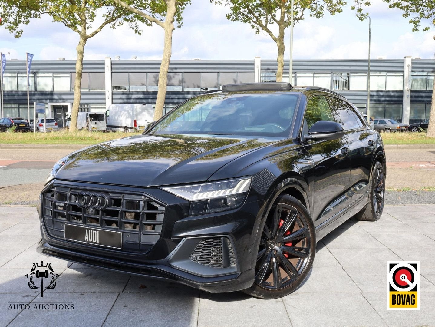 Audi Q8 60 TFSI e quattro Pro Line S Competition Panodak | R, Auto's, Automaat, Zwart, Verwarmde buitenspiegels, Zwart