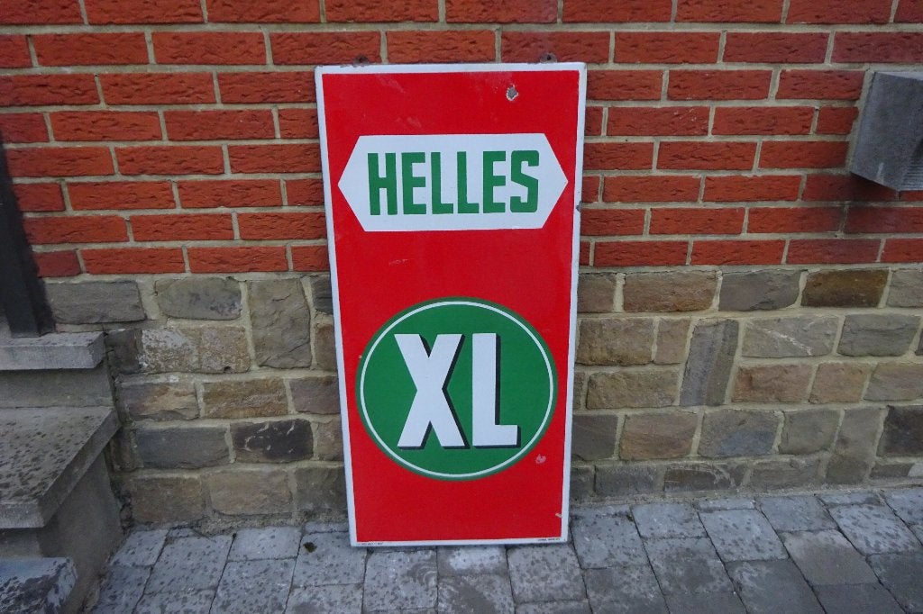 Helles XL 1947 origineel emaille bord, Verzamelen, Ophalen, Gebruikt, Reclamebord