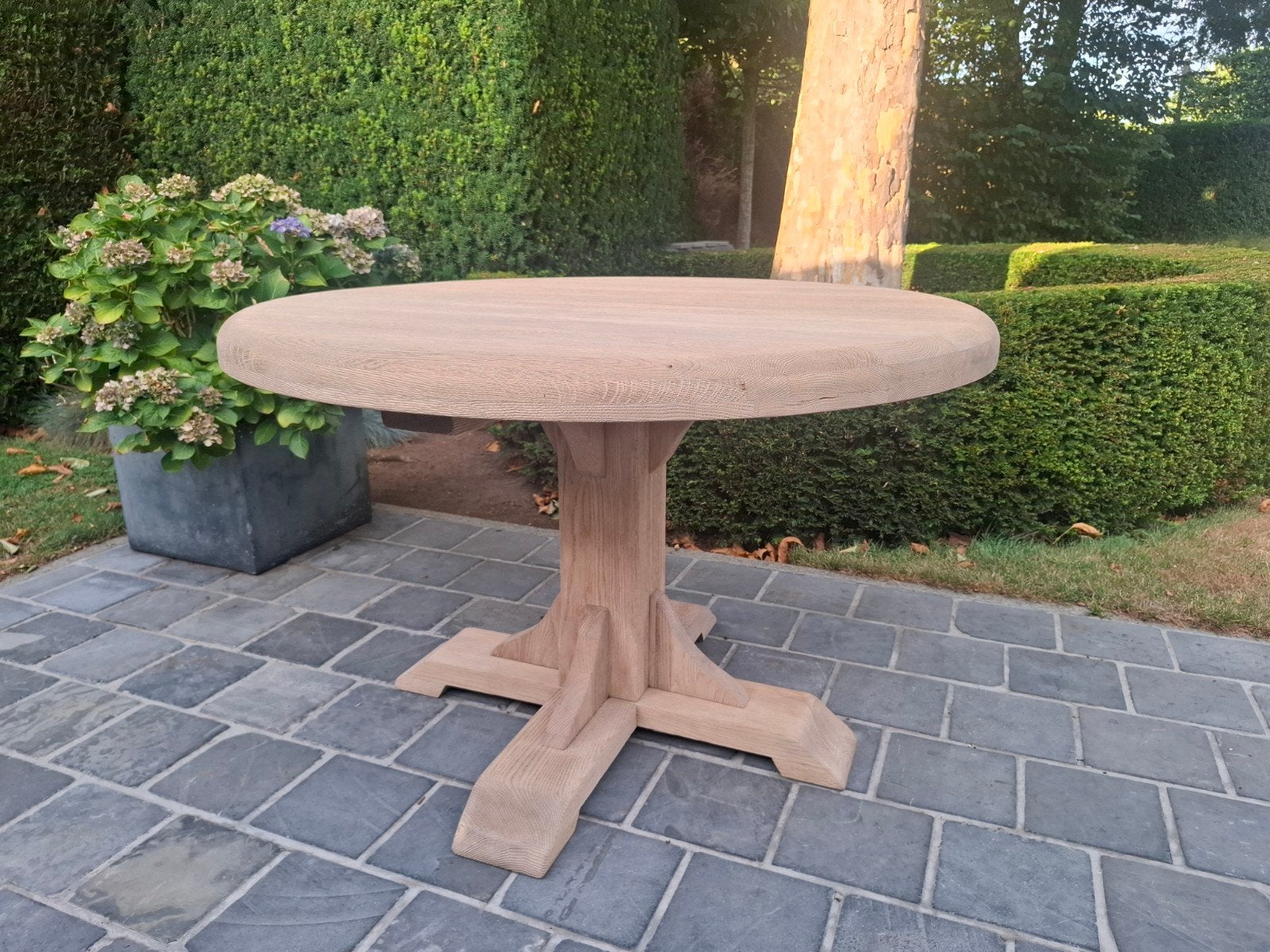 Volledig massief eiken ronde eettafel. Geluchtgomd., Ophalen of Verzenden