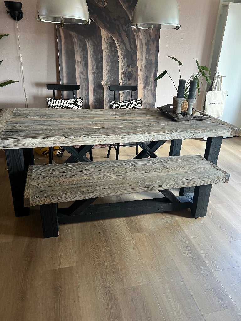 Table à manger en bois avec banc, Enlèvement, Utilisé, Bois