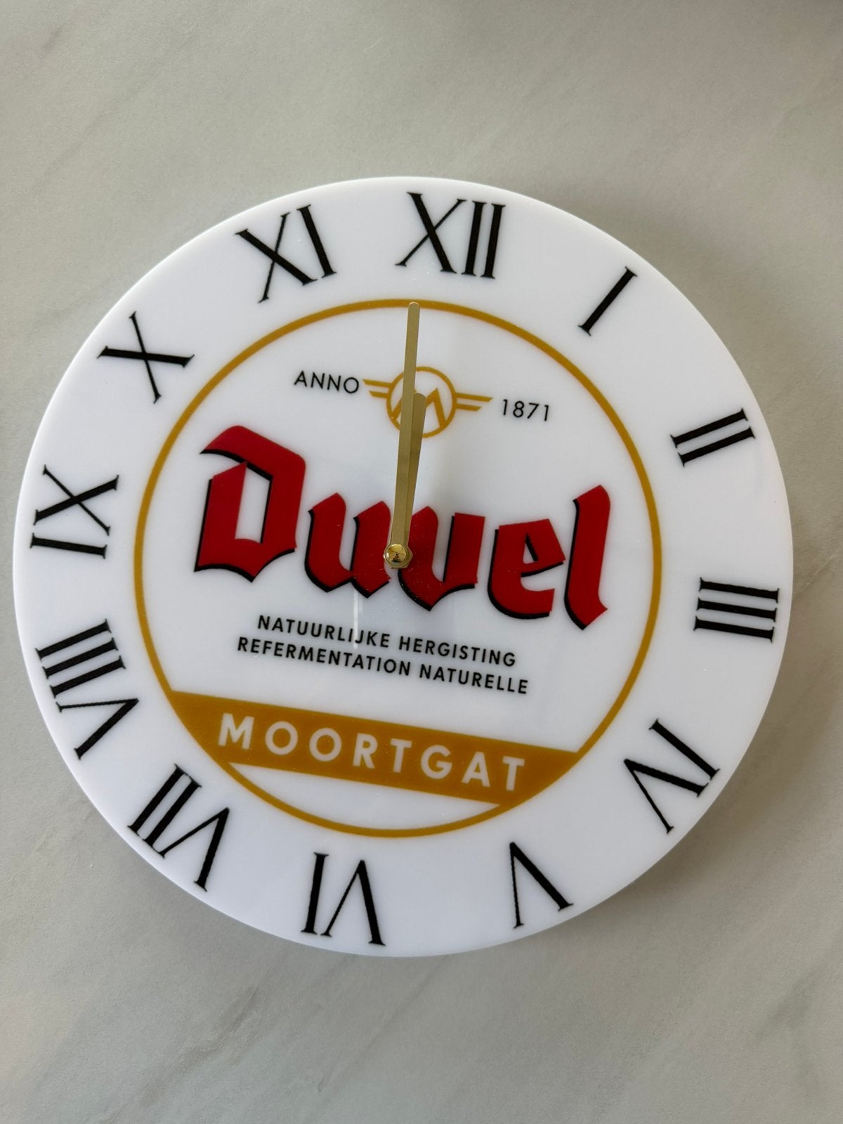 Grande horloge Duvel Moortgat acrylique brillante - mancave, Enlèvement ou Envoi, Comme neuf, Panneau, Plaque ou Plaquette publicitaire