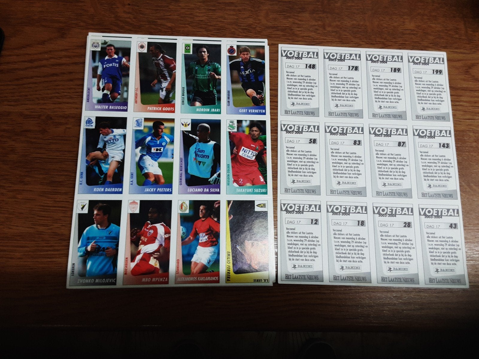 Panini football nieuwsblad 2003-2004 17 jours 1 à 17, Enlèvement ou Envoi